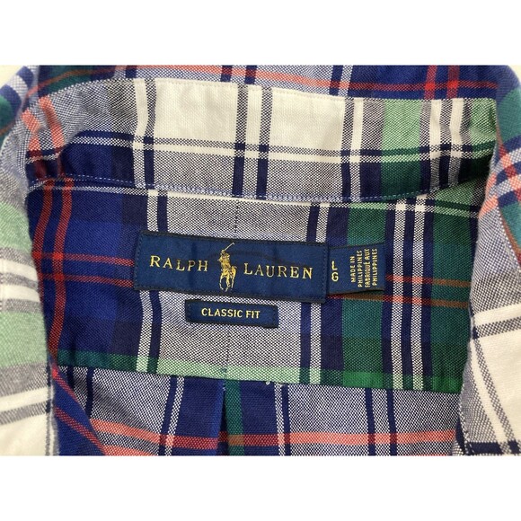 Ralph Lauren Shirt Men’s L Plaid Oxford Classic Fit Button Down Pony Logo - Picture 6 of 9